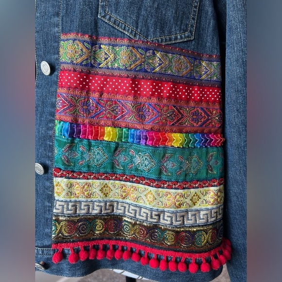 Telluride Clothing mix media wearable Art denim jacket - Picture 5 of 15